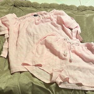 Chic Light Pink Textured Fabric Set